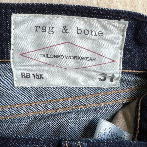 Rag & Bone Jeans Men's 31 Blue Denim RB 15X Slim Straight Button Fly Dark Wash - Picture 6 of 8